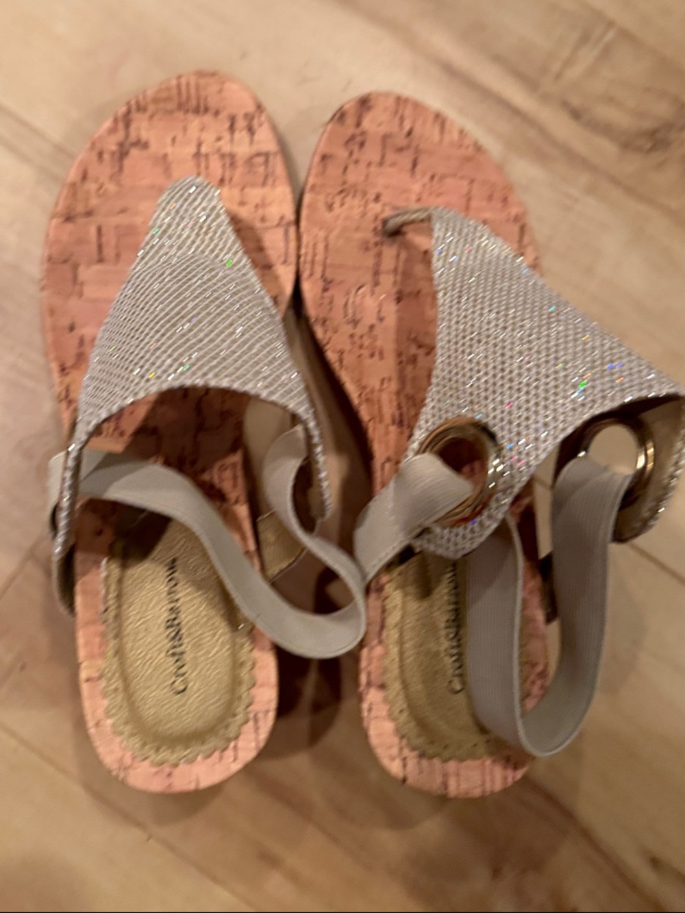 croft & barrow Sparkling Silver-Tone Cork Sandals